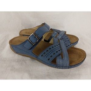Flexus By Spring Step Denia Blue Sandals Slides Women's Size US 7 EUR 38